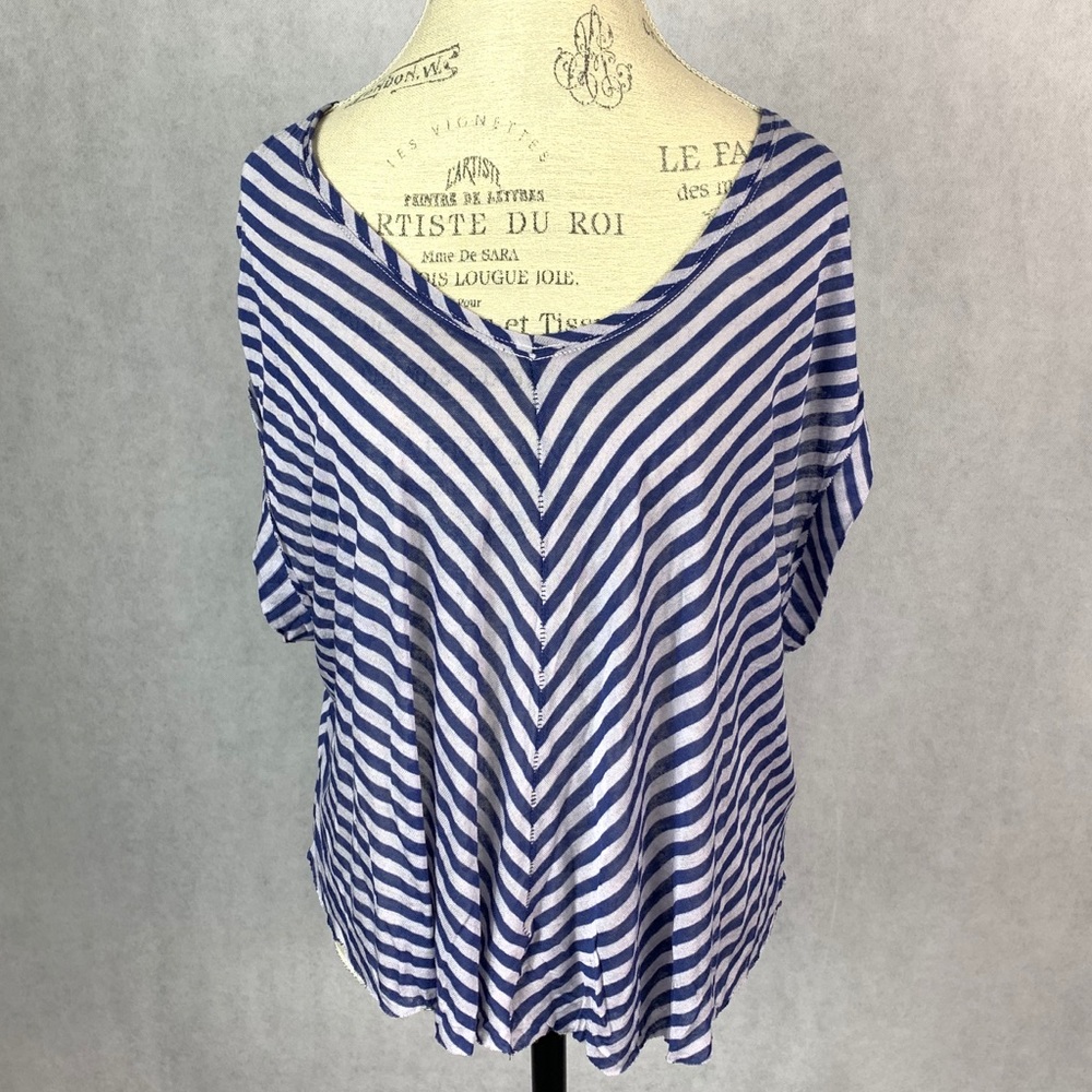 Free People Blue Striped Dolman Sleeve Top Size M